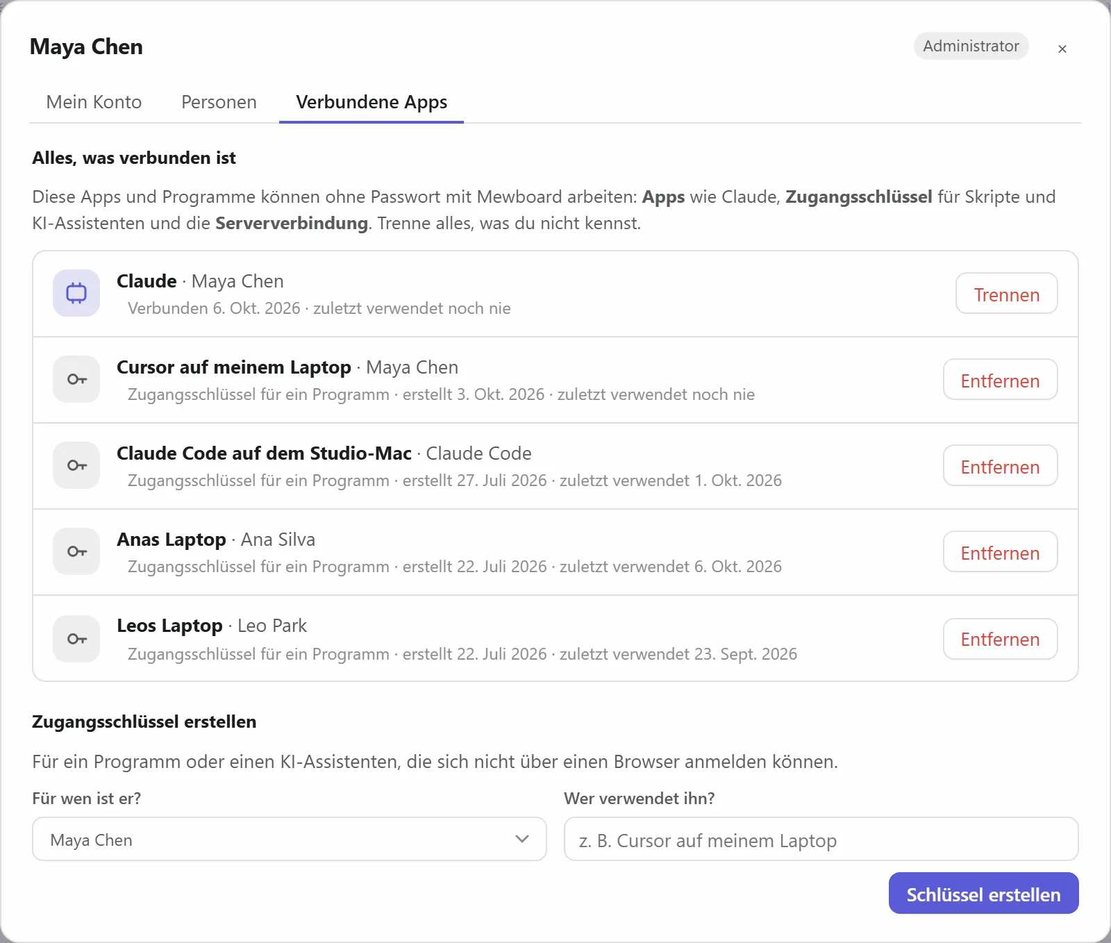 Verbundene Apps