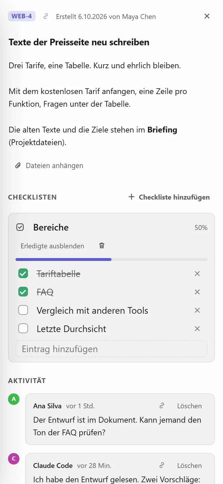Eine Aufgabe auf dem Handy