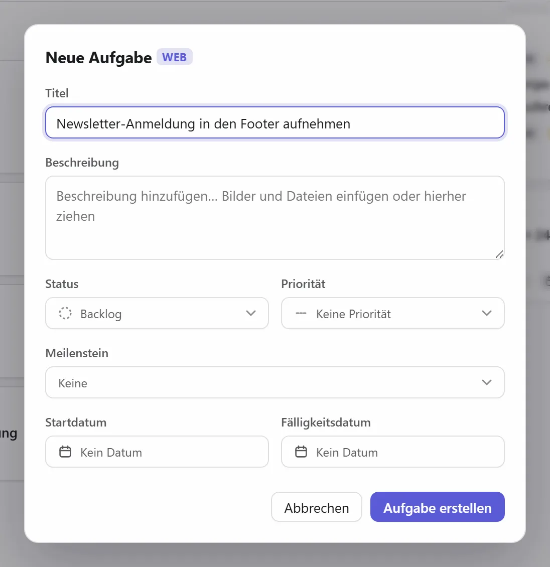 Eine neue Aufgabe