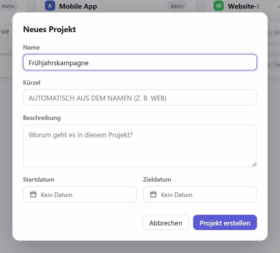 Ein neues Projekt