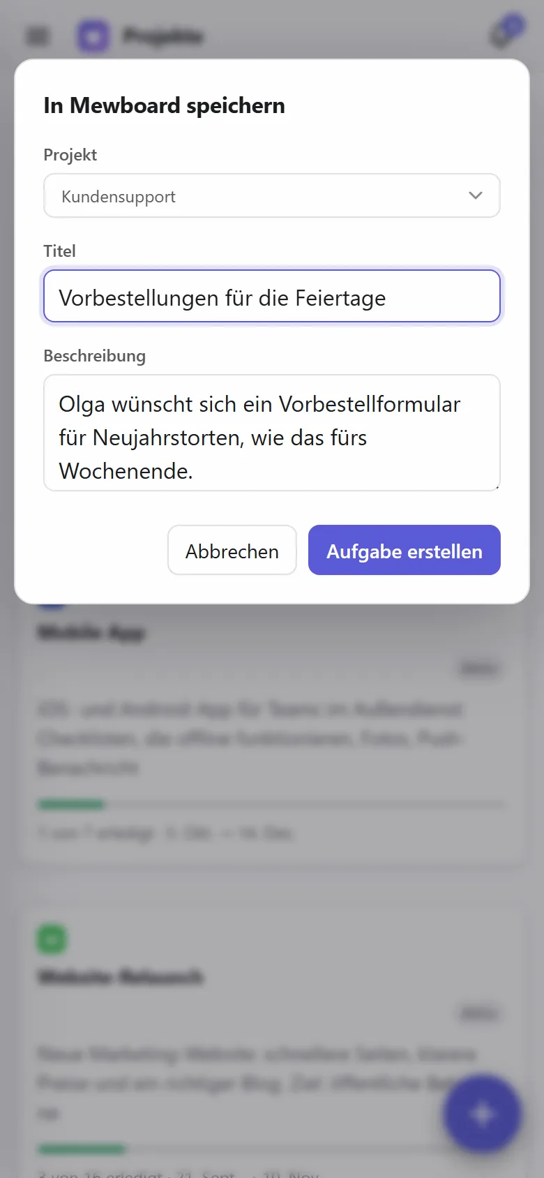 Eine geteilte Notiz speichern