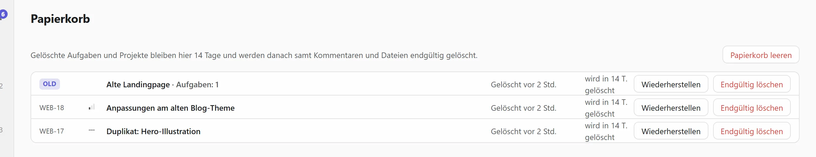 Der Papierkorb