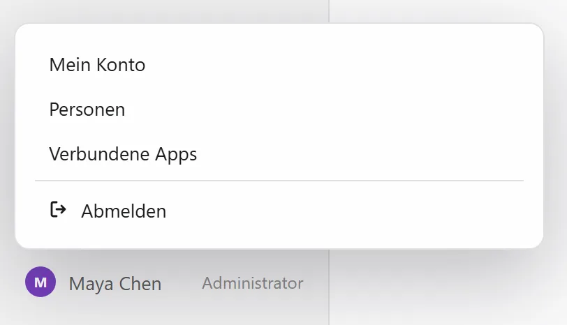 Das Menü unter deinem Namen