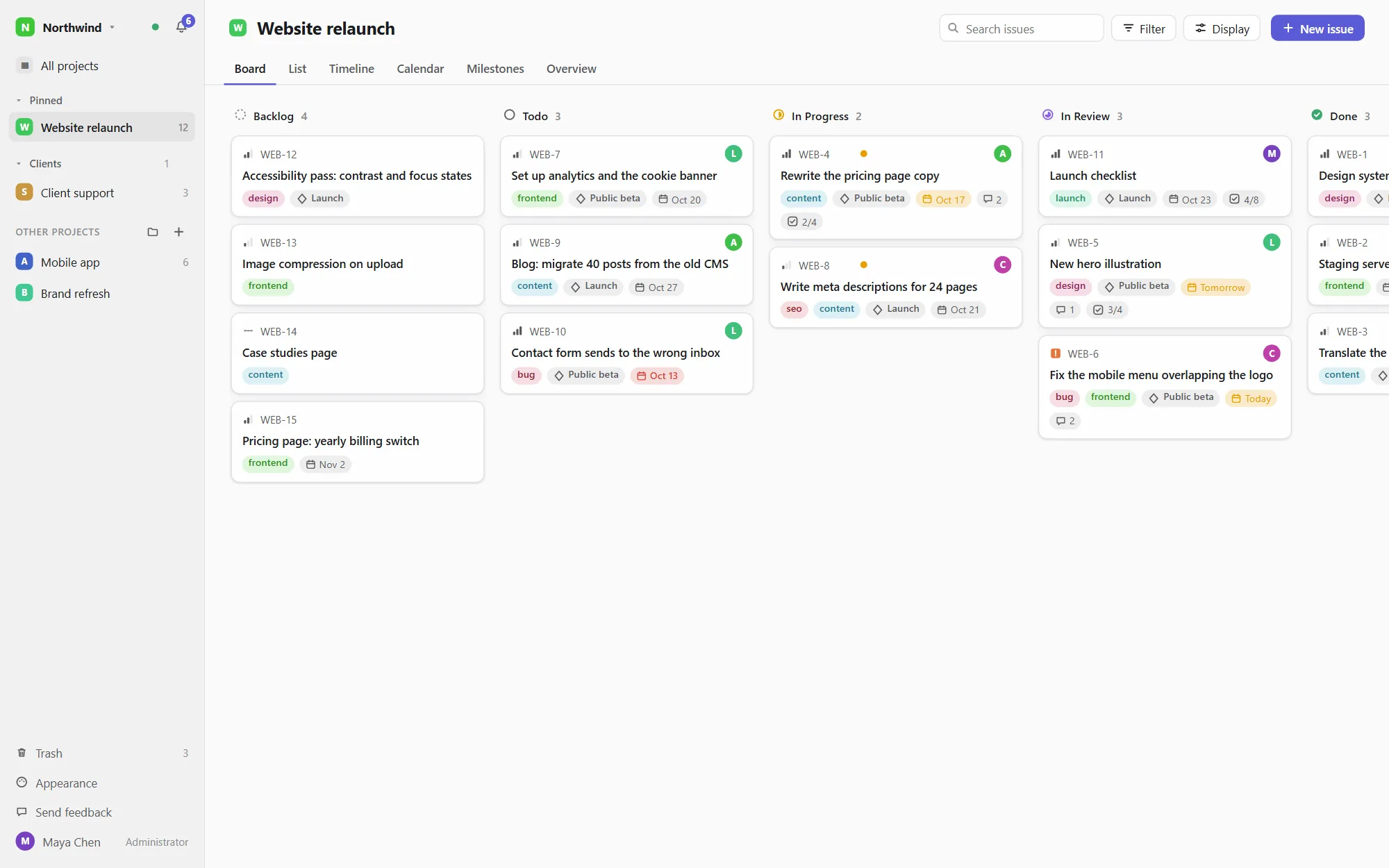 A project board