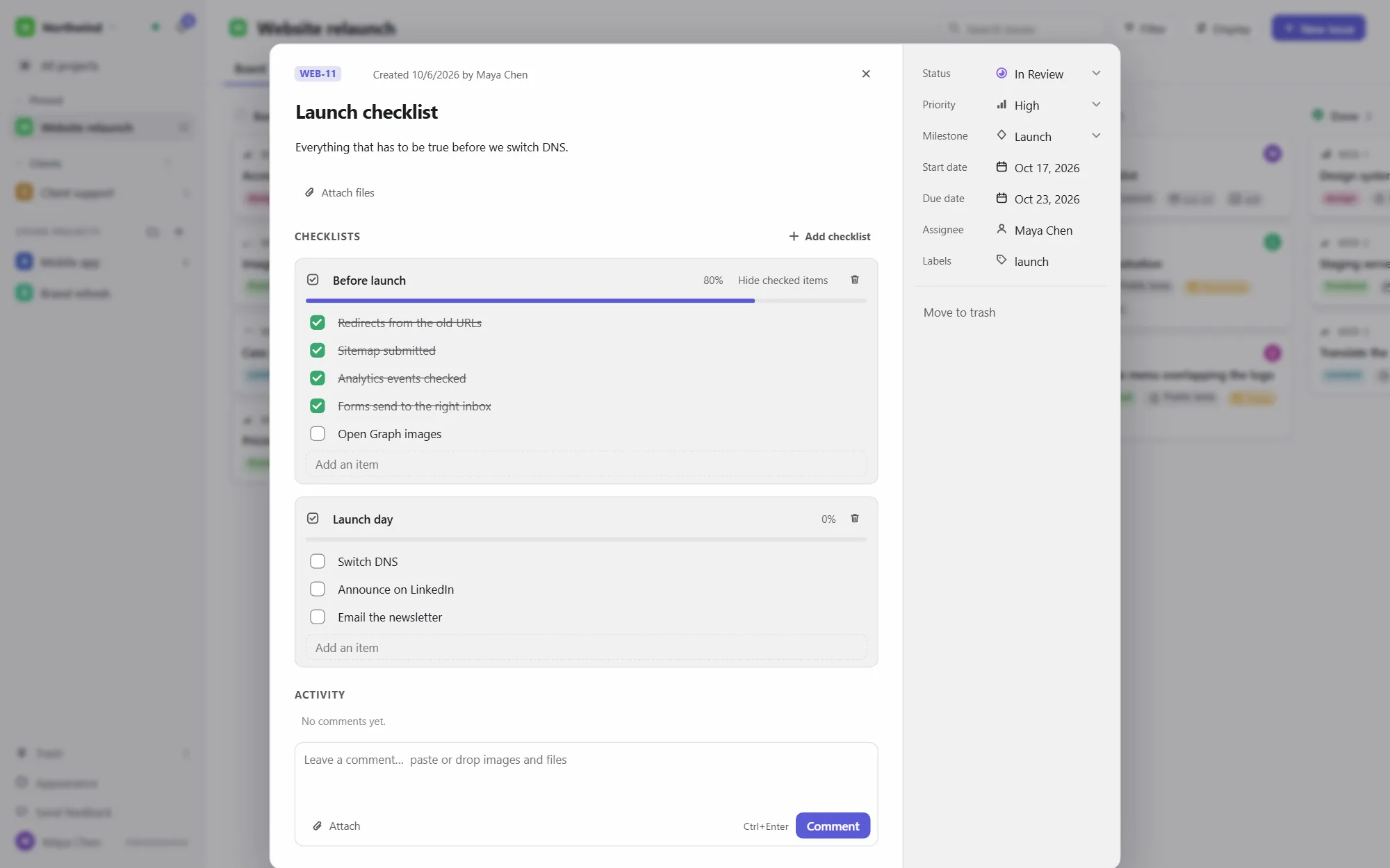 An issue with two checklists