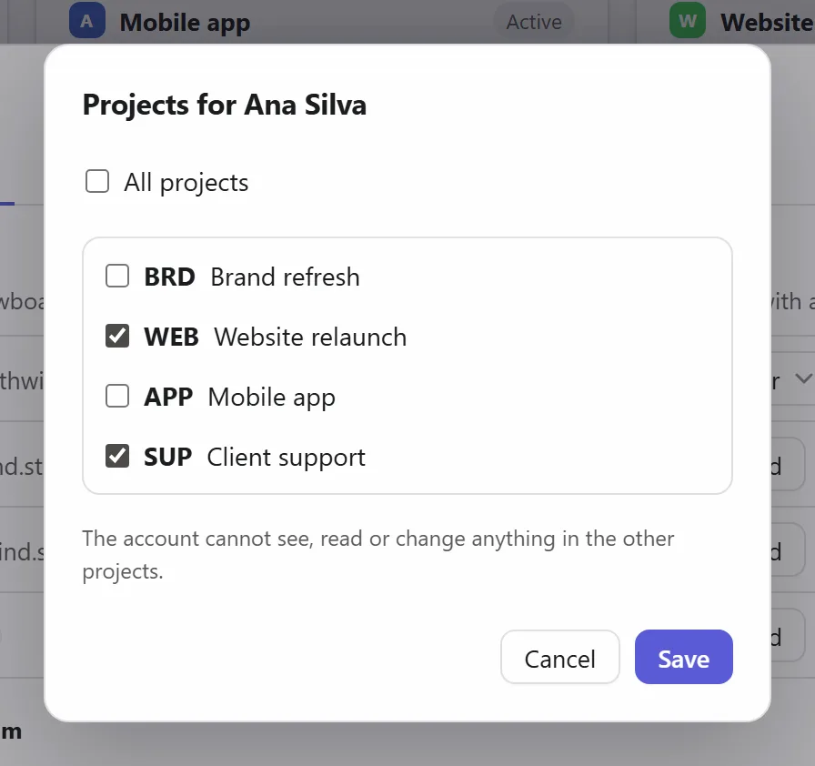 Choosing projects for a person