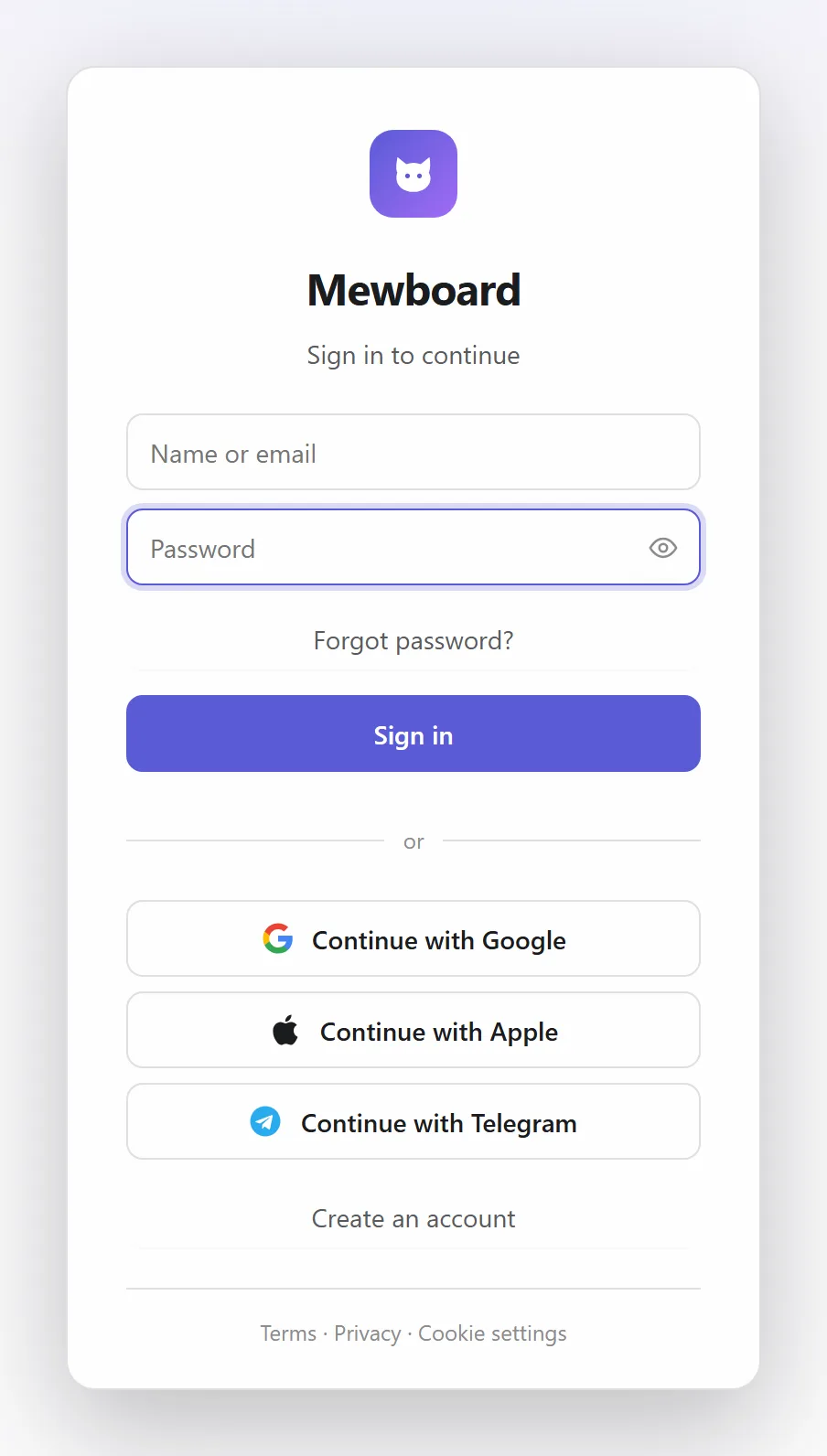 The sign-in screen