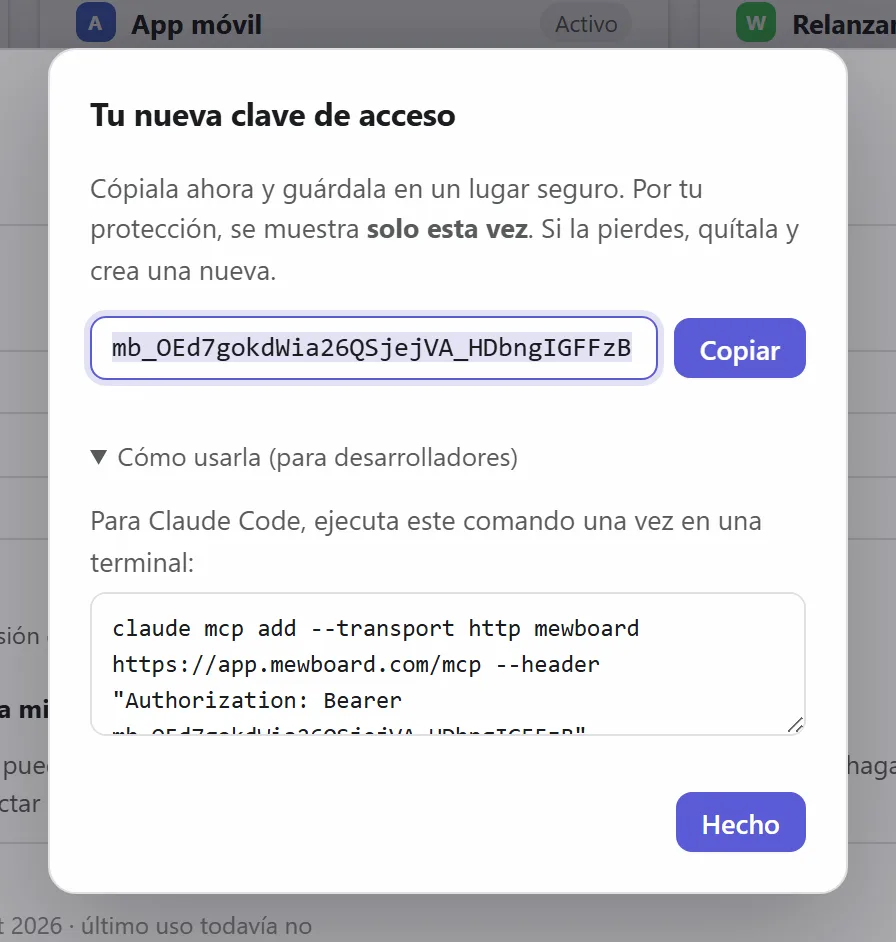 Una clave de acceso nueva