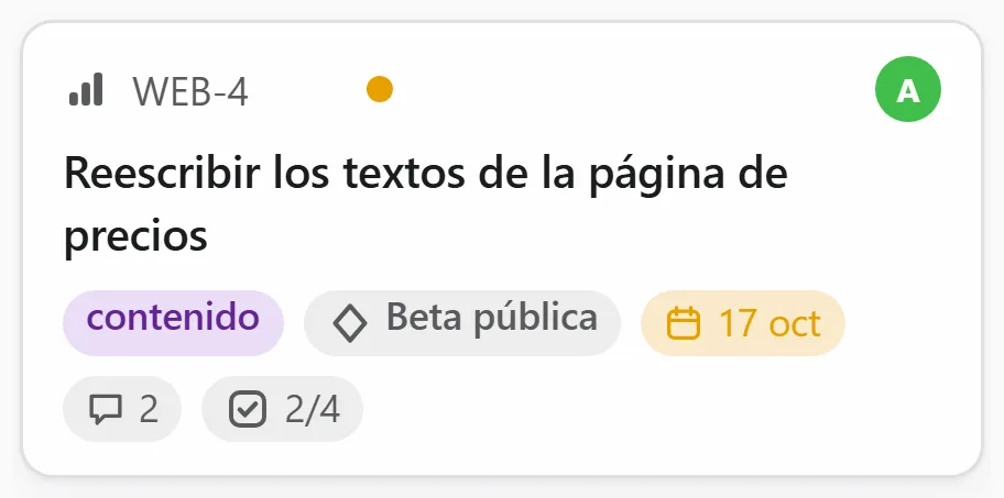 Una tarjeta de cerca