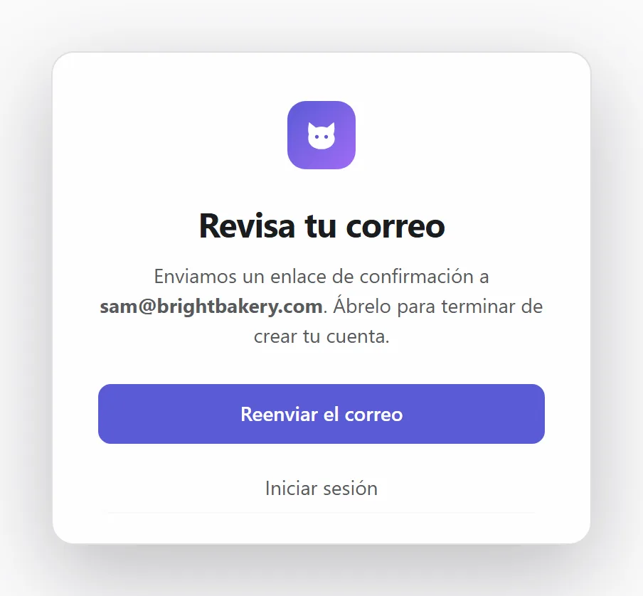 El correo de confirmación va en camino