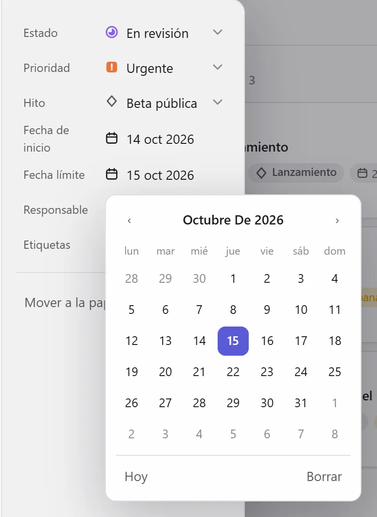 Elegir una fecha límite