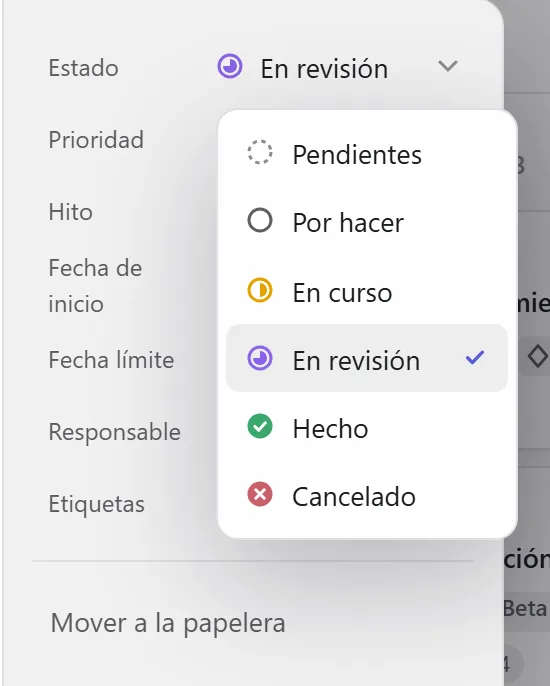 Cambiar el estado