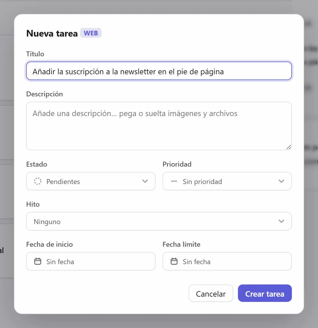 Una tarea nueva