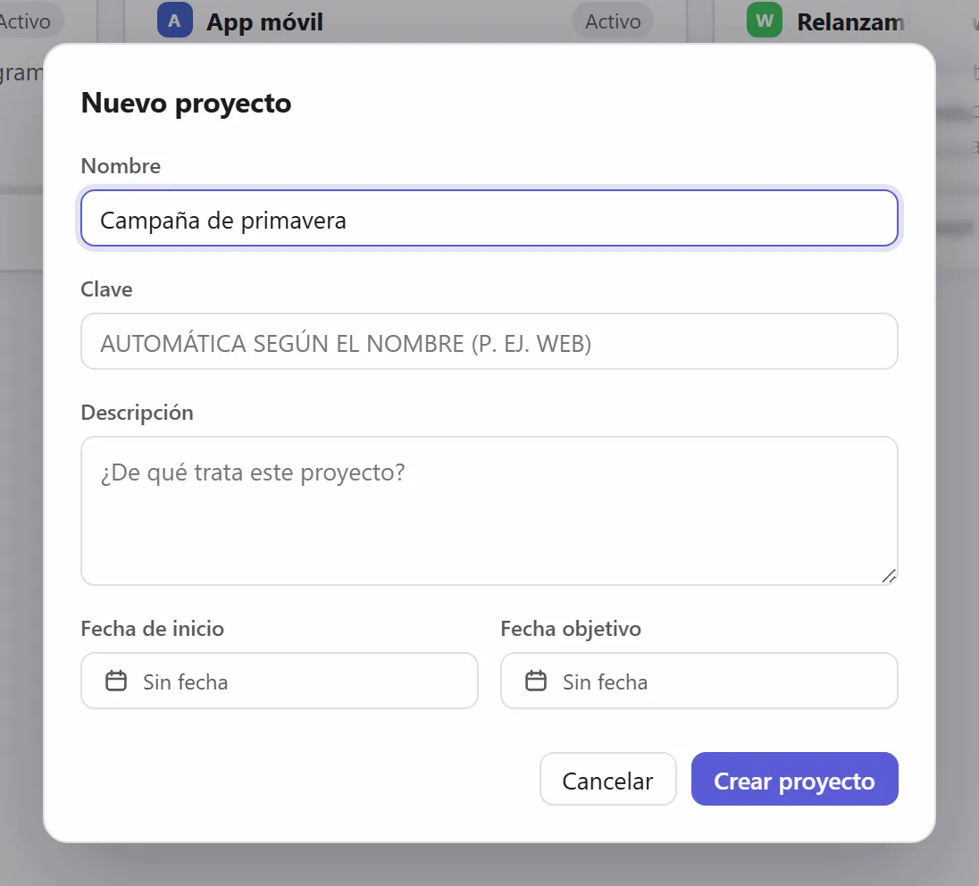 Un proyecto nuevo