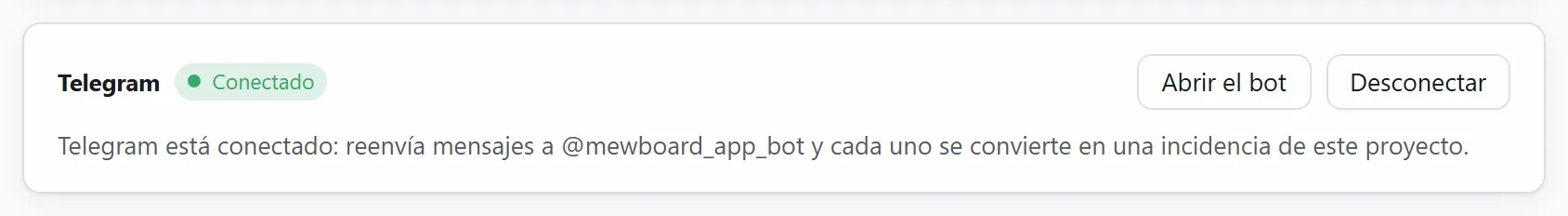 Telegram conectado
