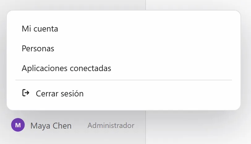 El menú bajo tu nombre