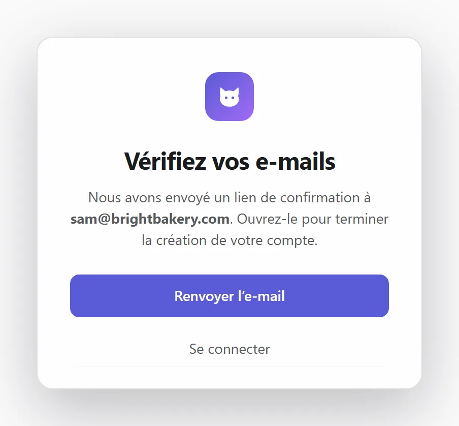 L’e-mail de confirmation est en route