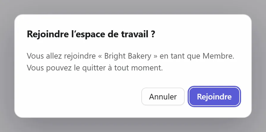 Rejoindre un espace de travail