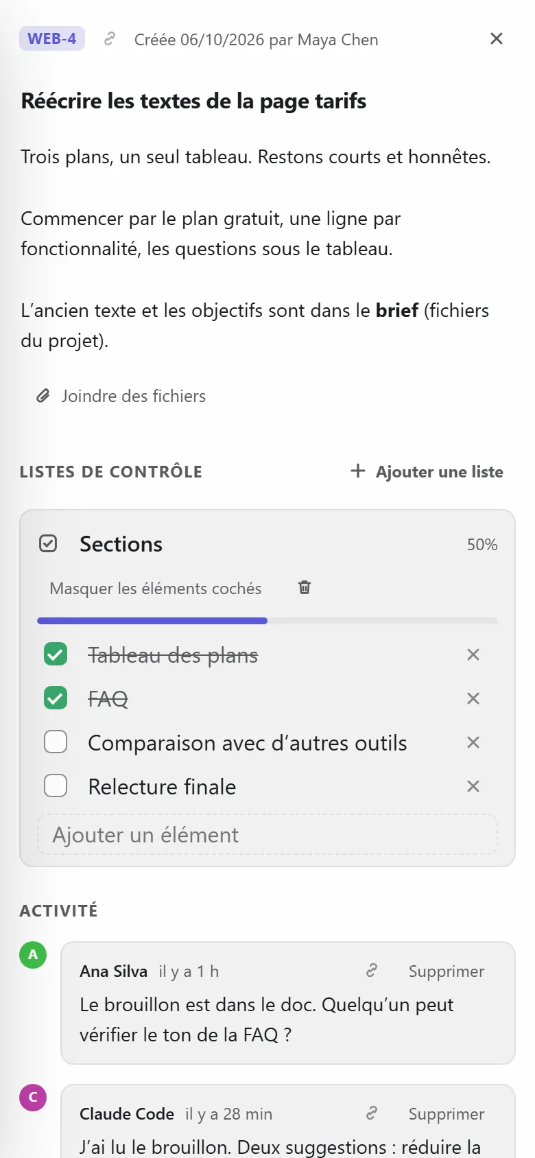 Une tâche sur un téléphone