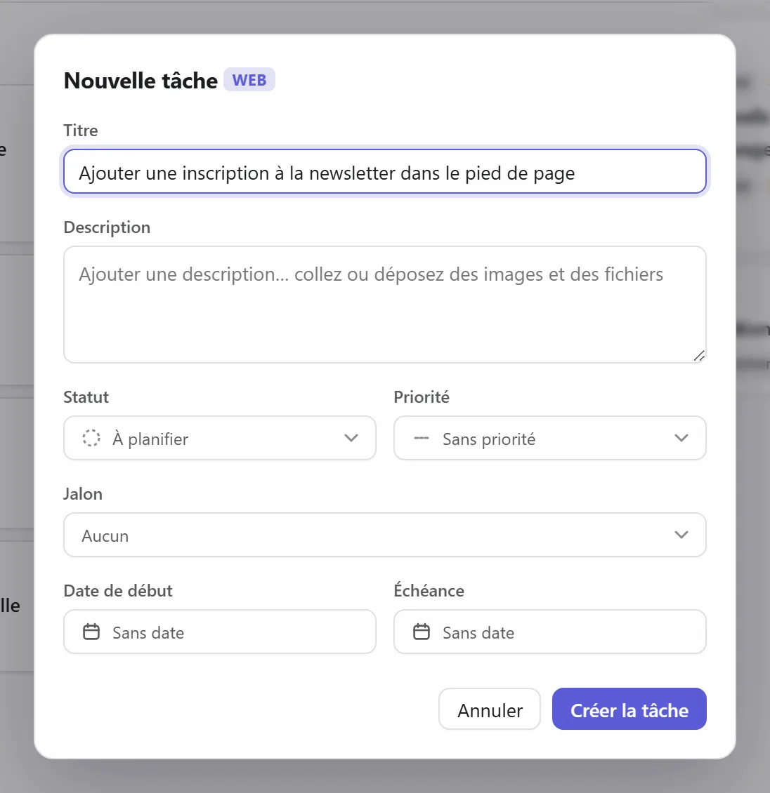 Une nouvelle tâche
