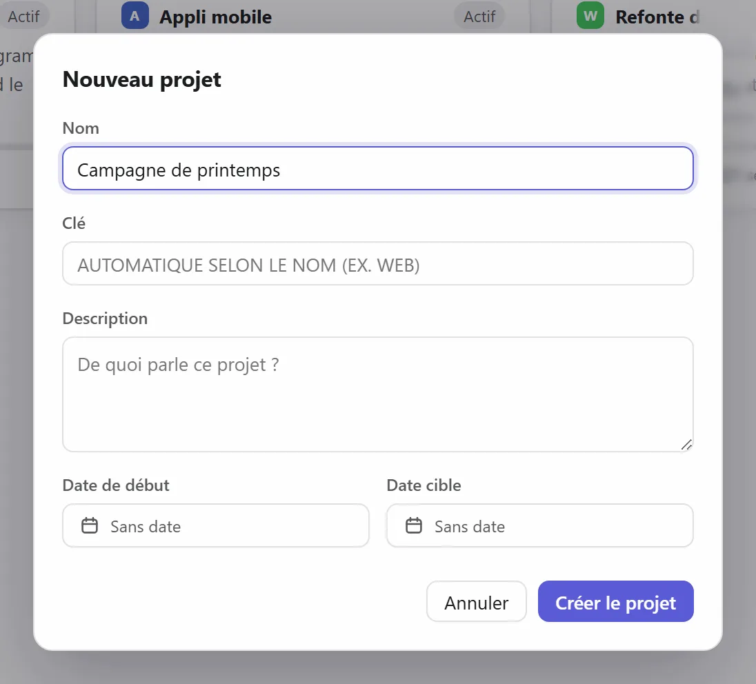 Un nouveau projet