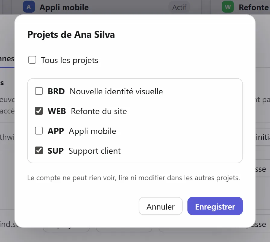Choisir les projets d’une personne