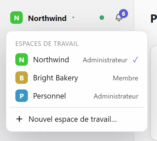 Changer d’espace de travail