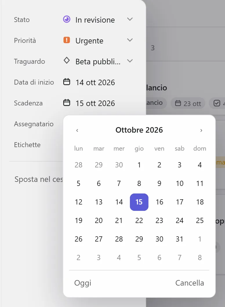 Scegliere una scadenza