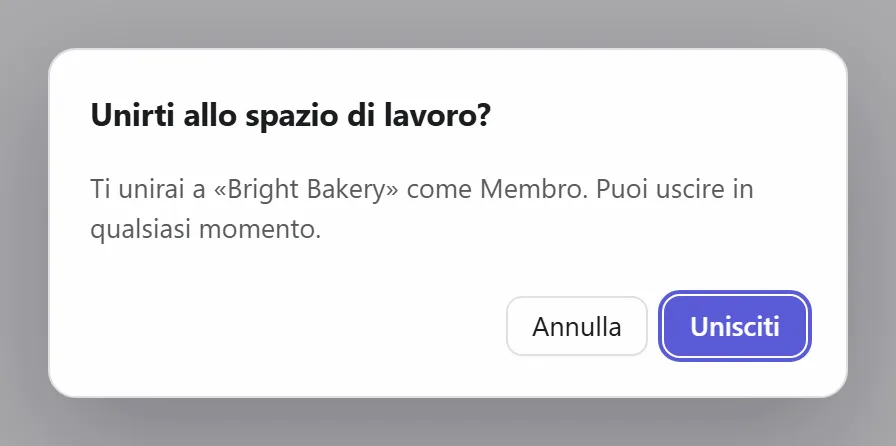 Entrare in uno spazio di lavoro