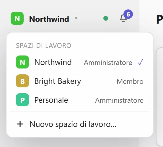 Cambiare spazio di lavoro
