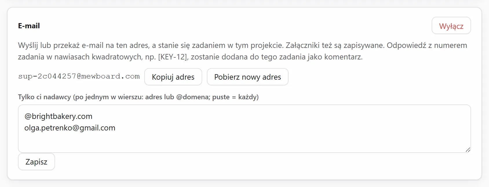 Adres e-mail projektu