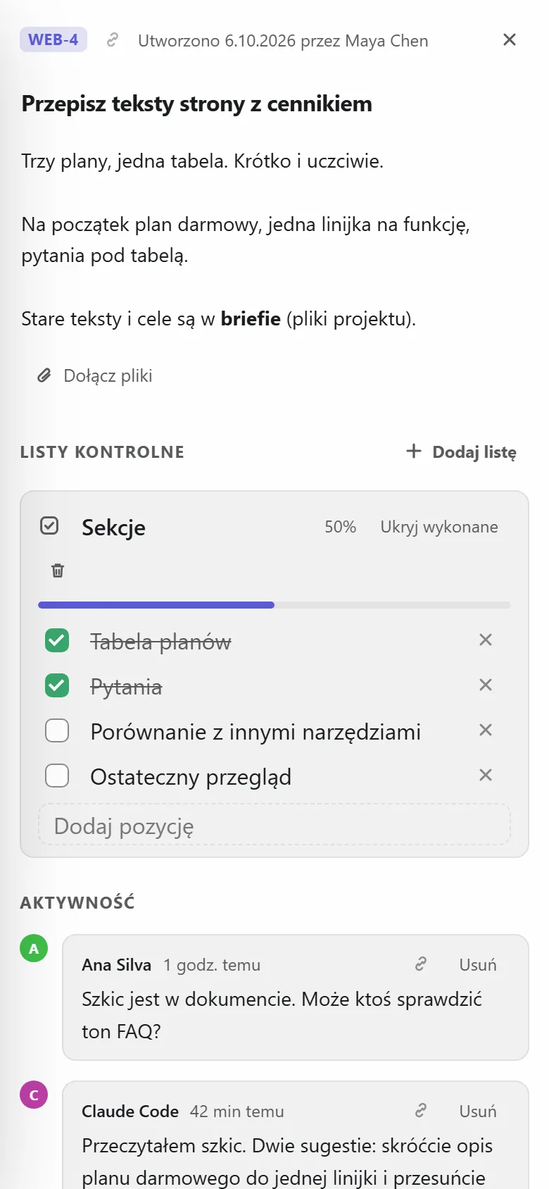Zadanie na telefonie