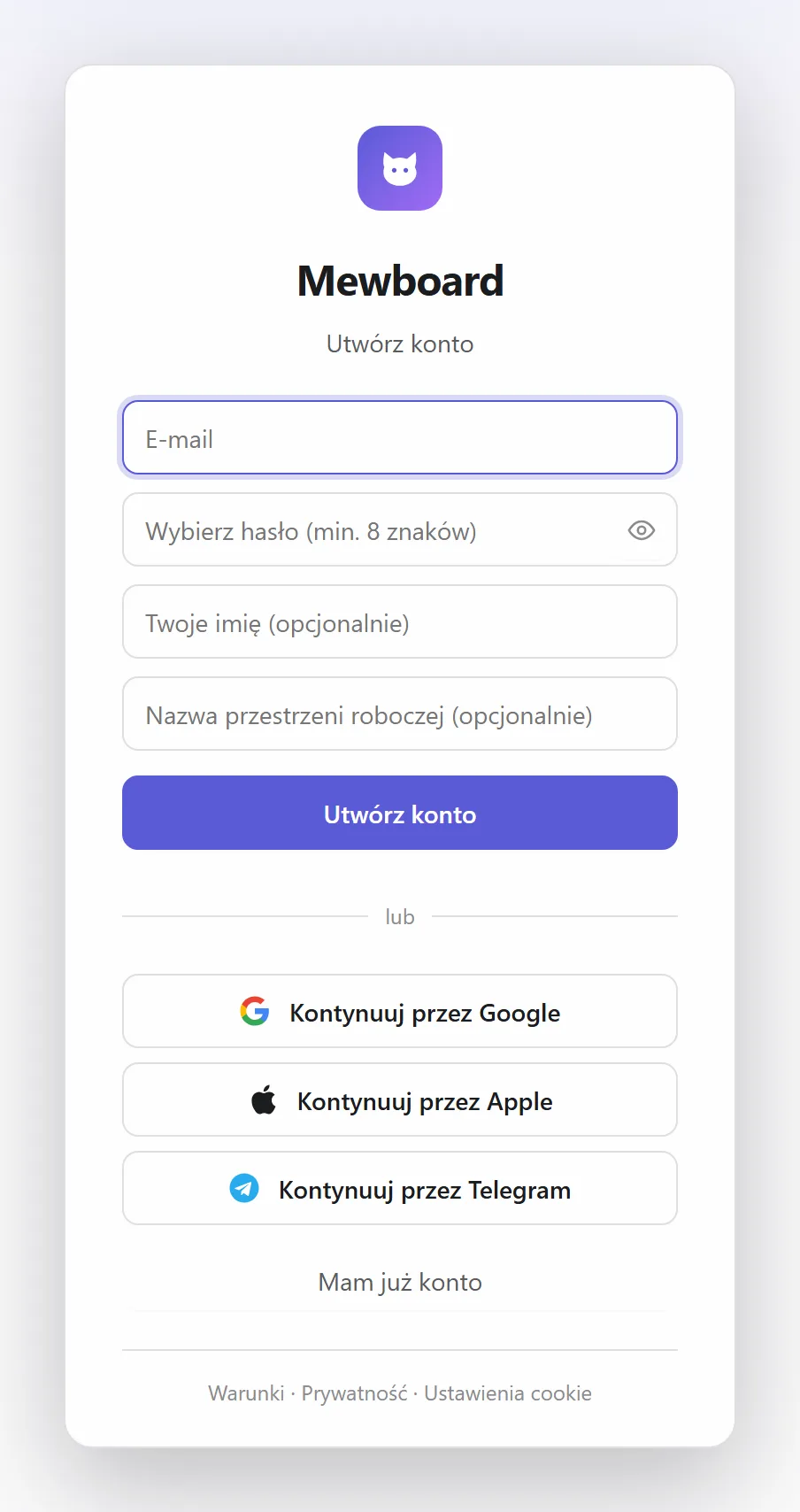 Utwórz konto