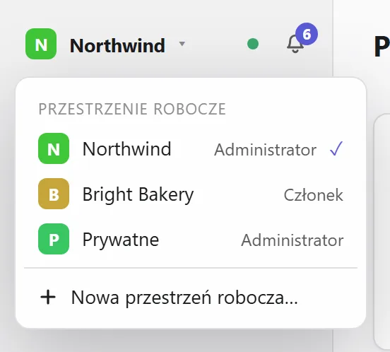 Przełączanie przestrzeni roboczych