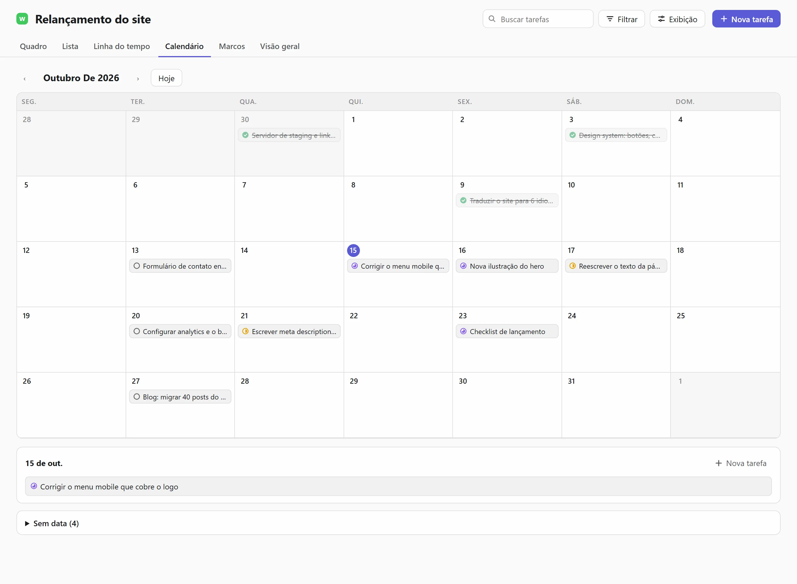 O calendário
