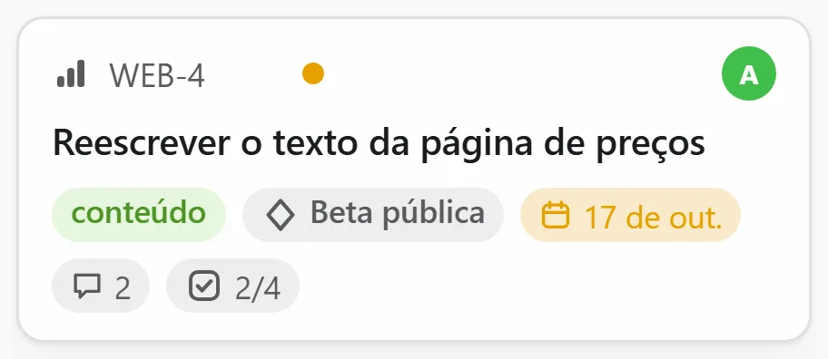 Um cartão de perto