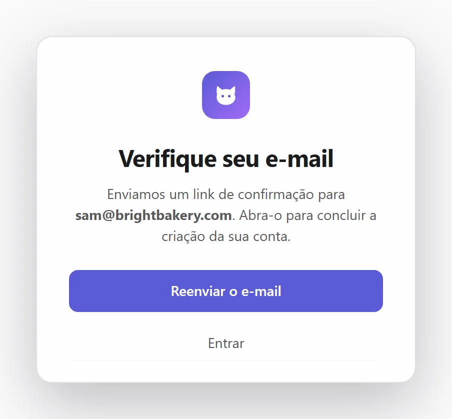 O e-mail de confirmação está a caminho