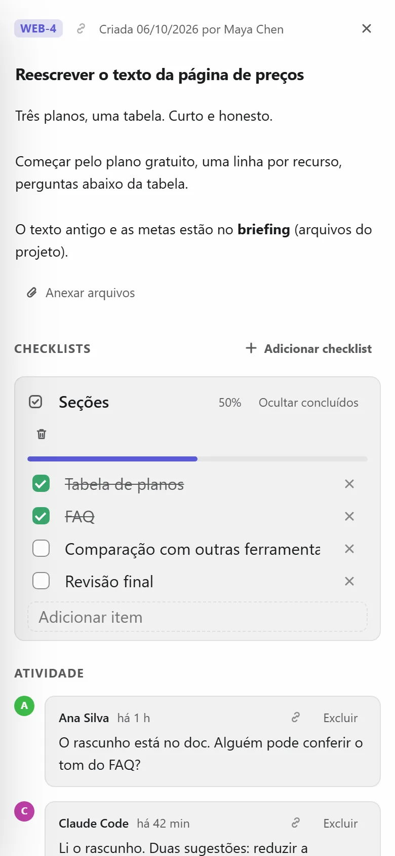 Uma tarefa no celular