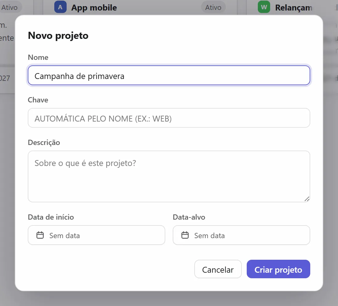 Um novo projeto