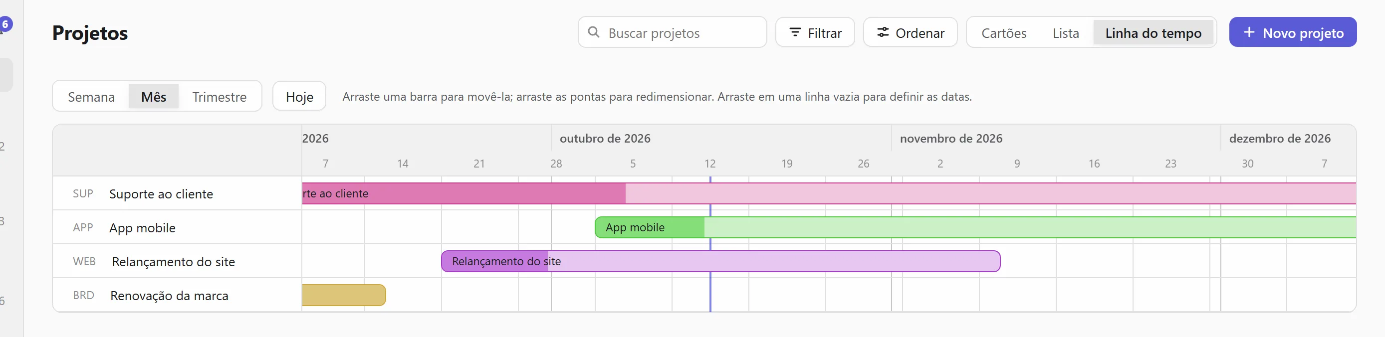 Na linha do tempo