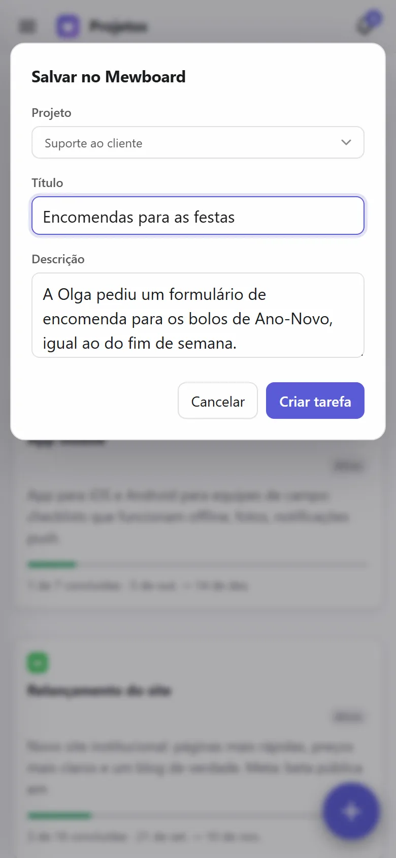 Salvando uma nota compartilhada