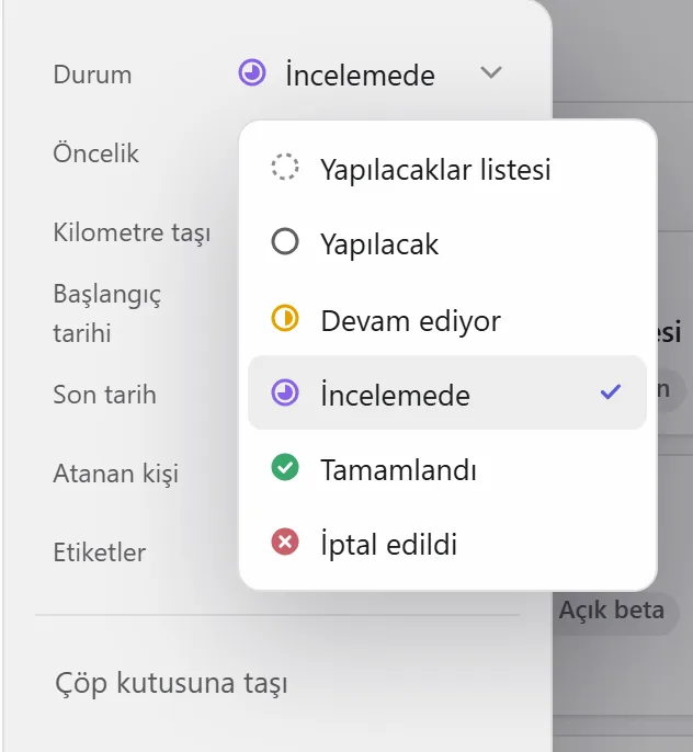 Durumu değiştirme