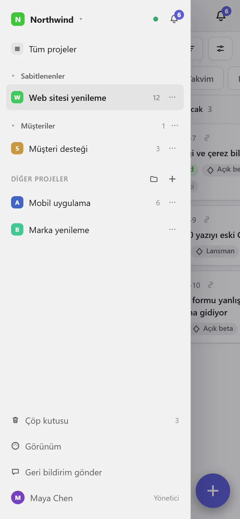 Telefonda menü