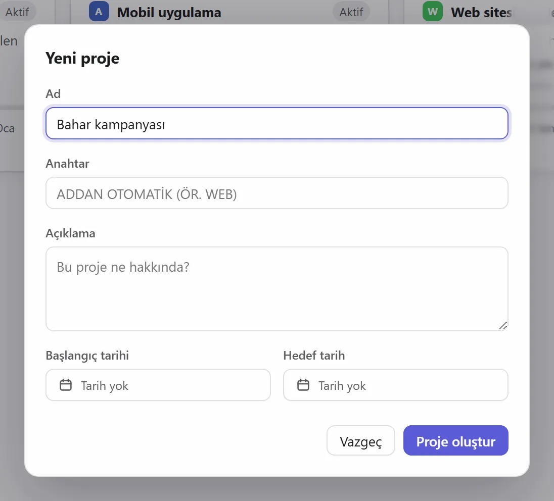 Yeni bir proje