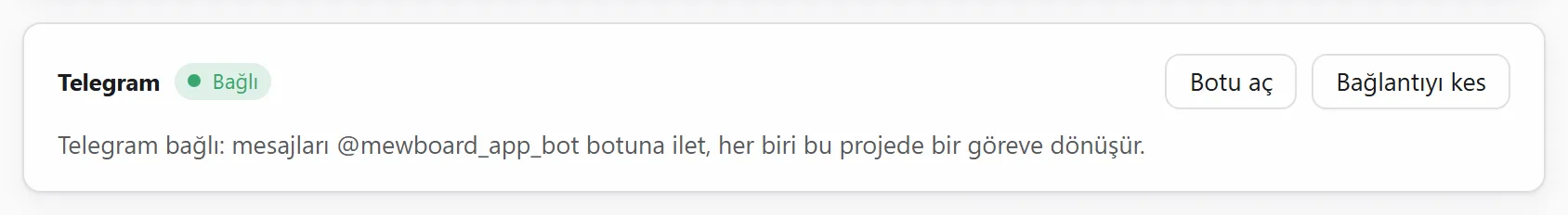 Telegram bağlandı