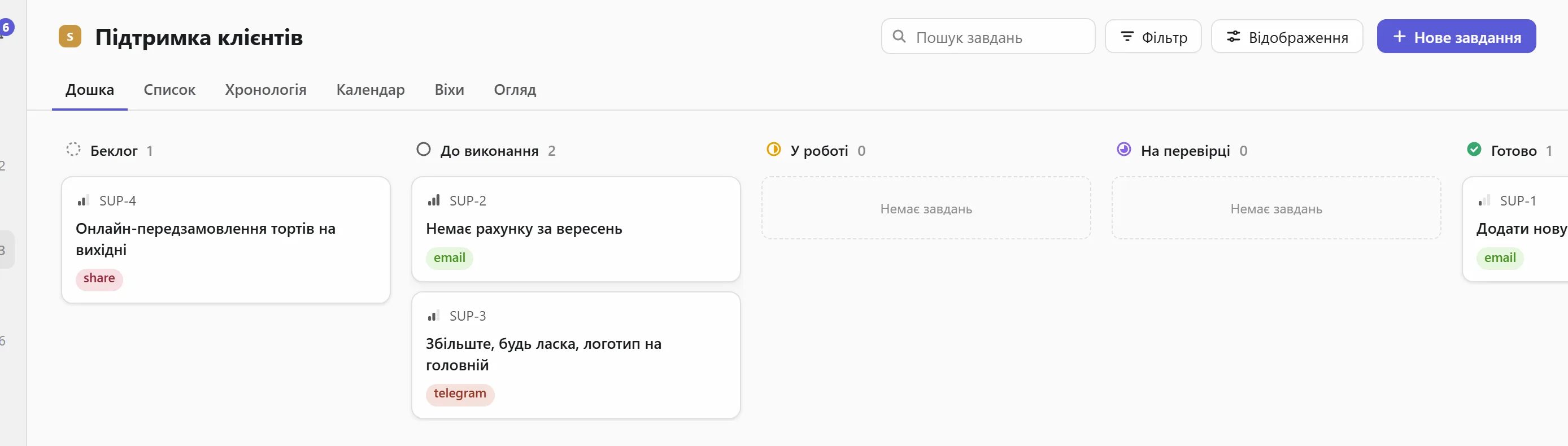 Заявки на дошці